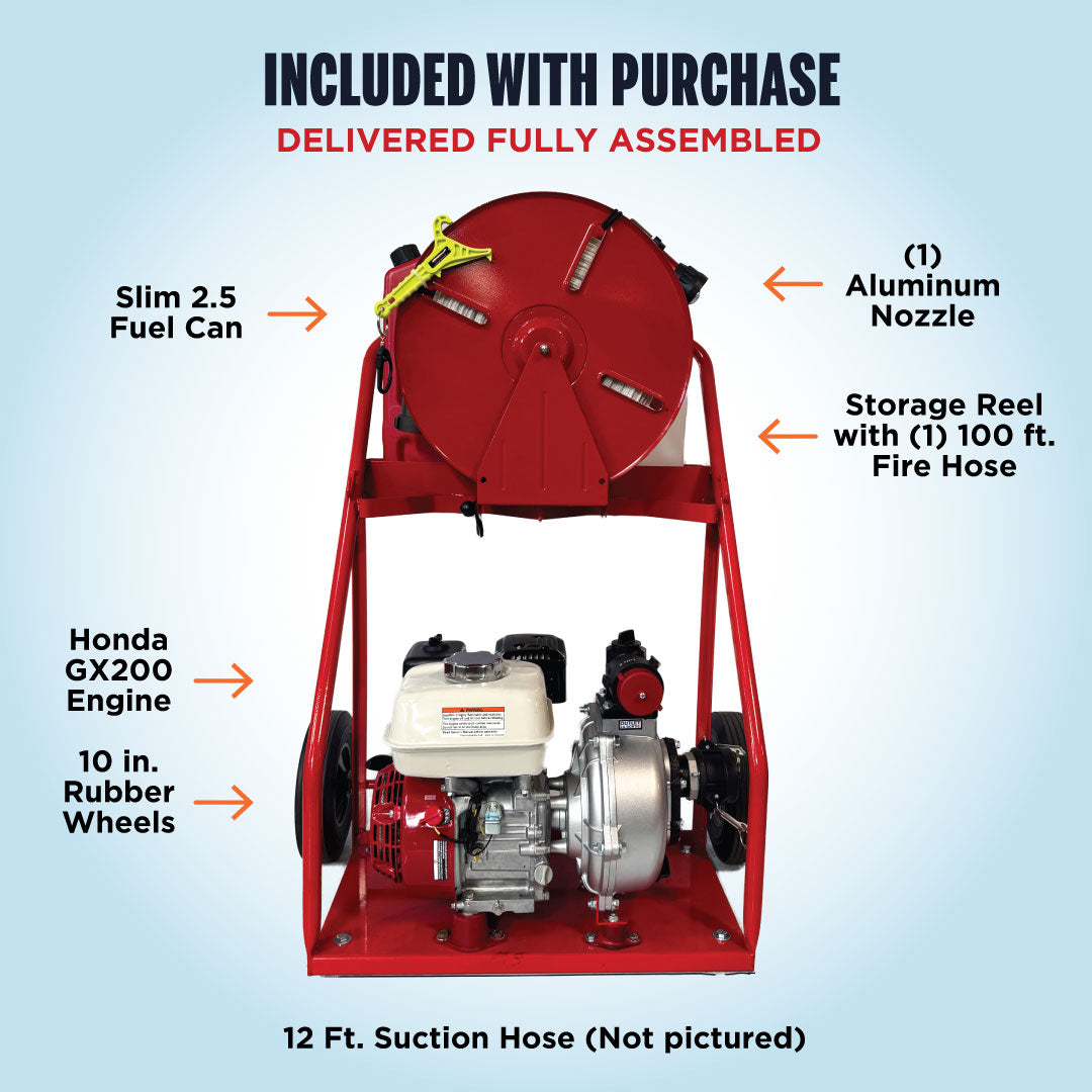 Single Discharge Enhanced Urban Wildfire Defense Cart with Honda GX200 Engine