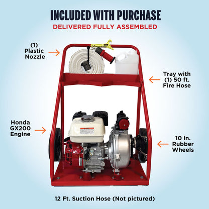 Single Discharge Urban Wildfire Defense Cart with Honda GX200 Engine