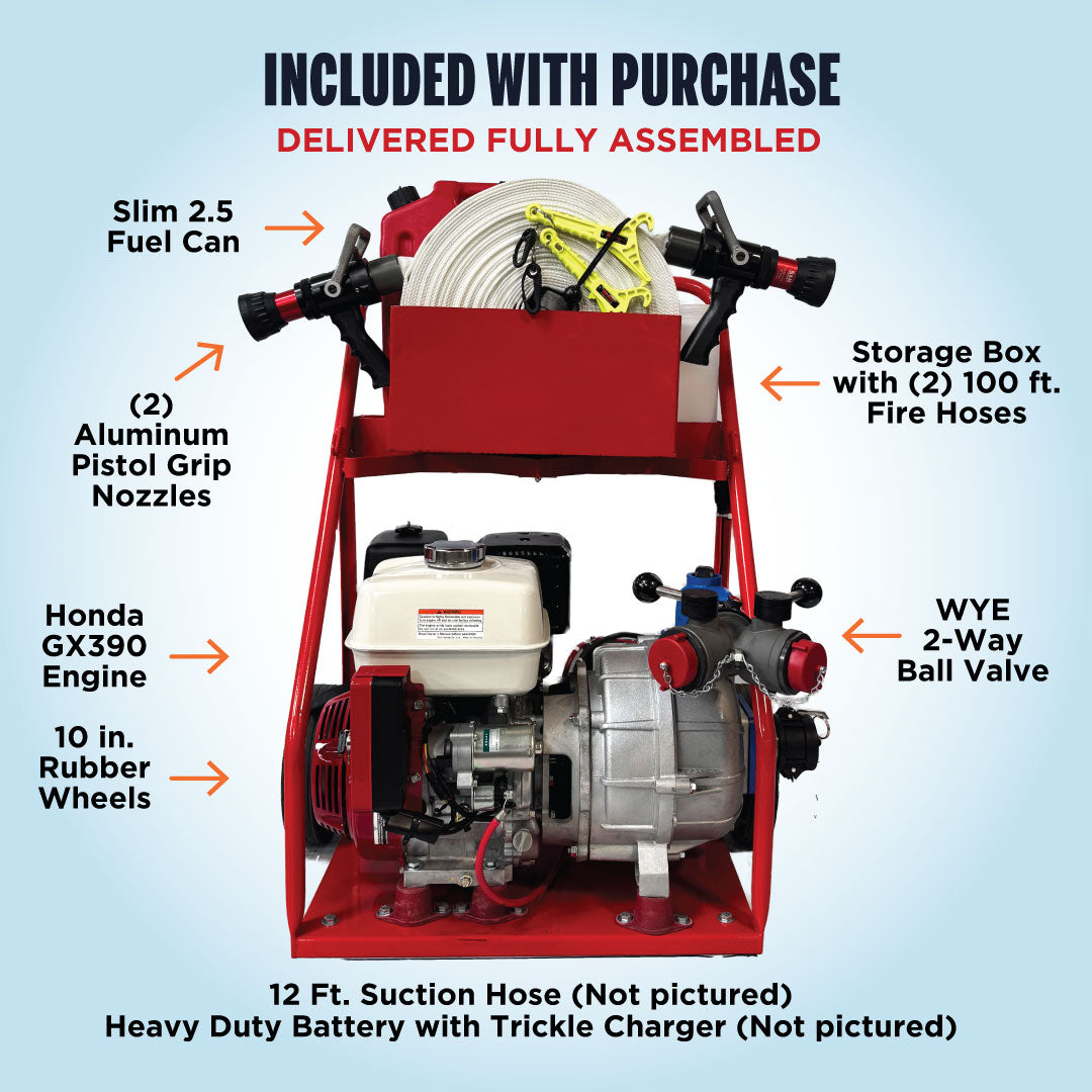 Dual Discharge Urban Wildfire Defense Cart XL2 - Two Stage with Honda GX390 Electric Start Engine